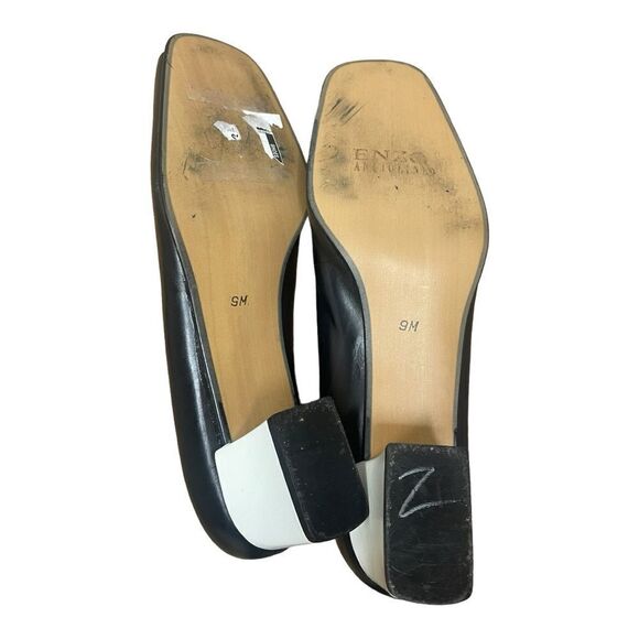 Enzo Angiolini Women’s Size 9 Leather Blue White Square Toe Heels Classy Office - Picture 7 of 8